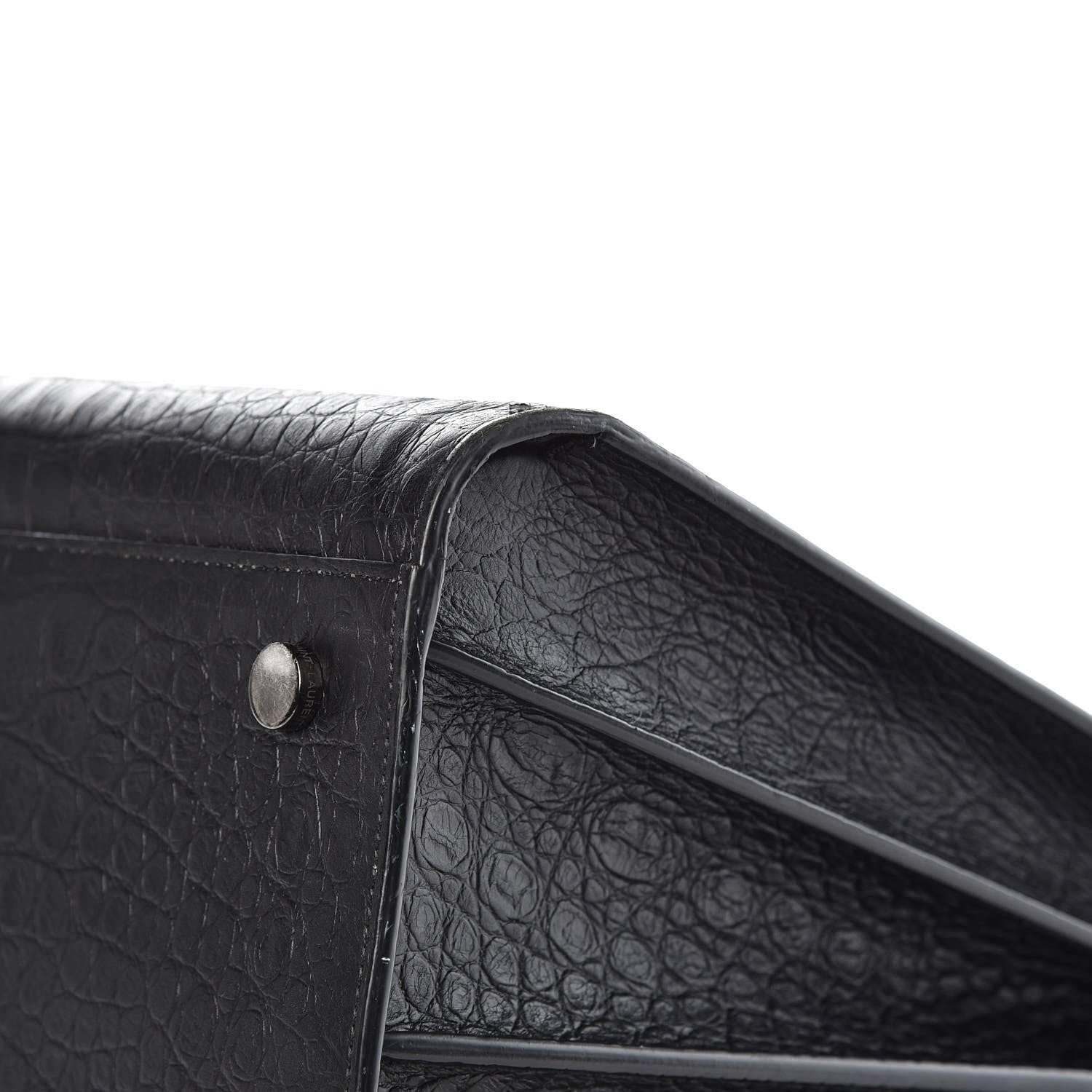 Saint Laurent Calfskin Crocodile Embossed Large Sac De Jour Carryall Black 13 of 14