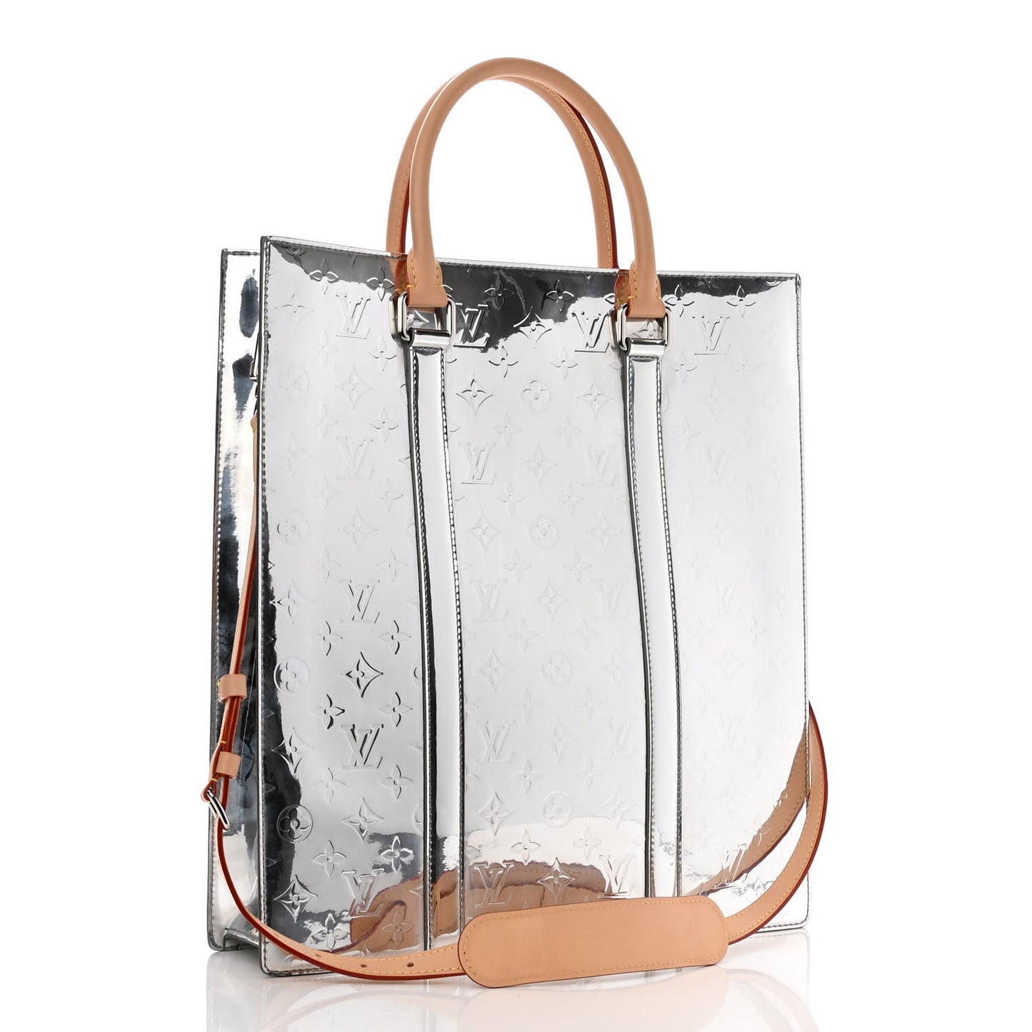 Monogram Mirror Sac Plat NM Silver