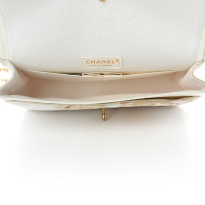Chanel Denim Floral Printed Medium Double Flap Beige 5 of 12