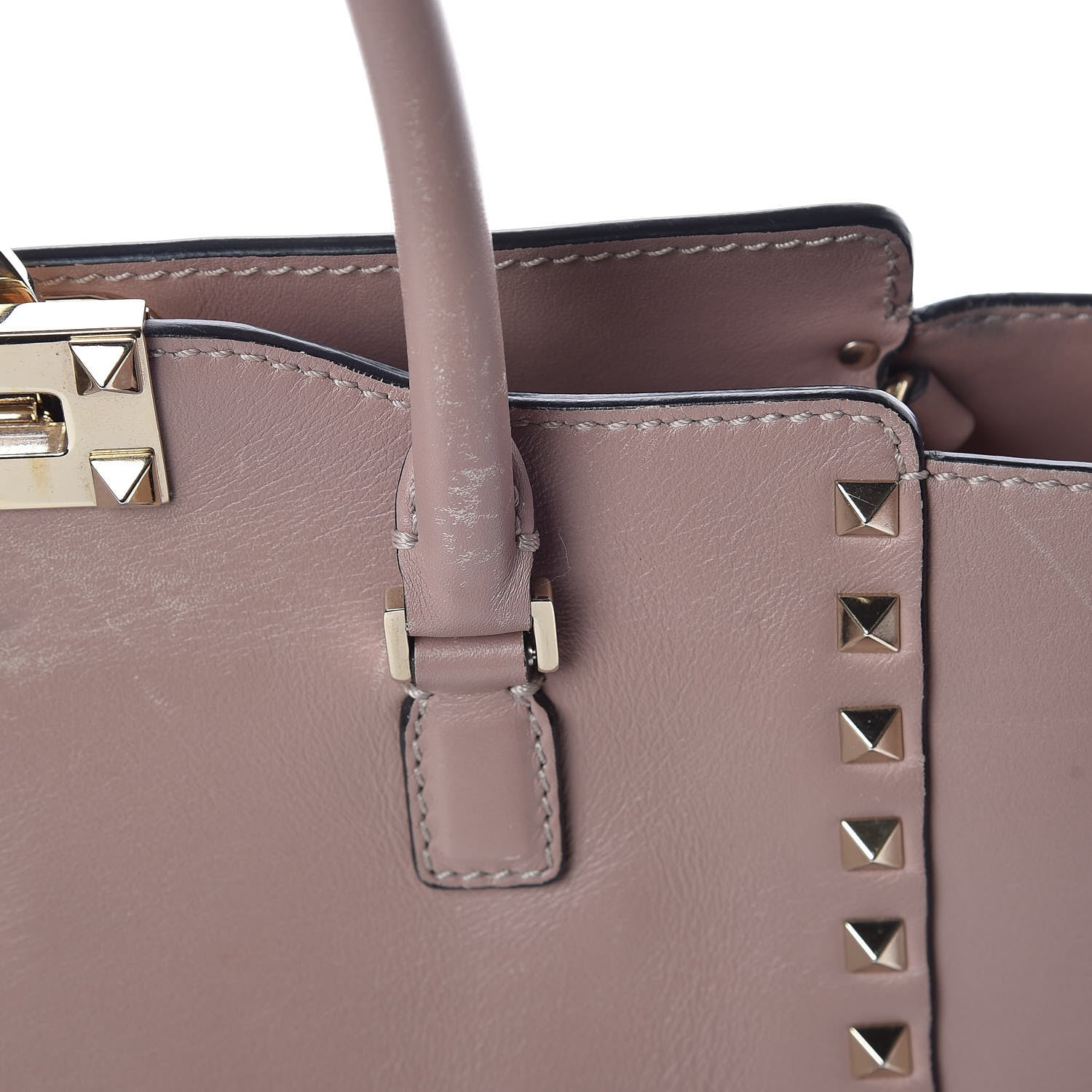 Valentino Garavani Vitello Small Rockstud Double Handle Tote Poudre 11 of 26
