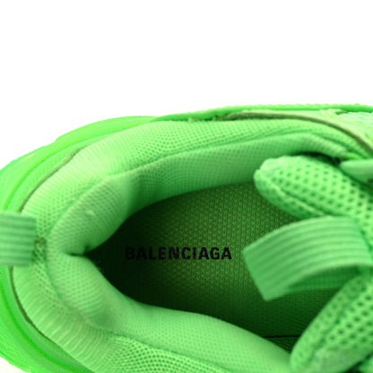 Balenciaga Fabric Mesh Clear Sole Womens Triple S Sneakers 37 Fluo Green 8 of 10