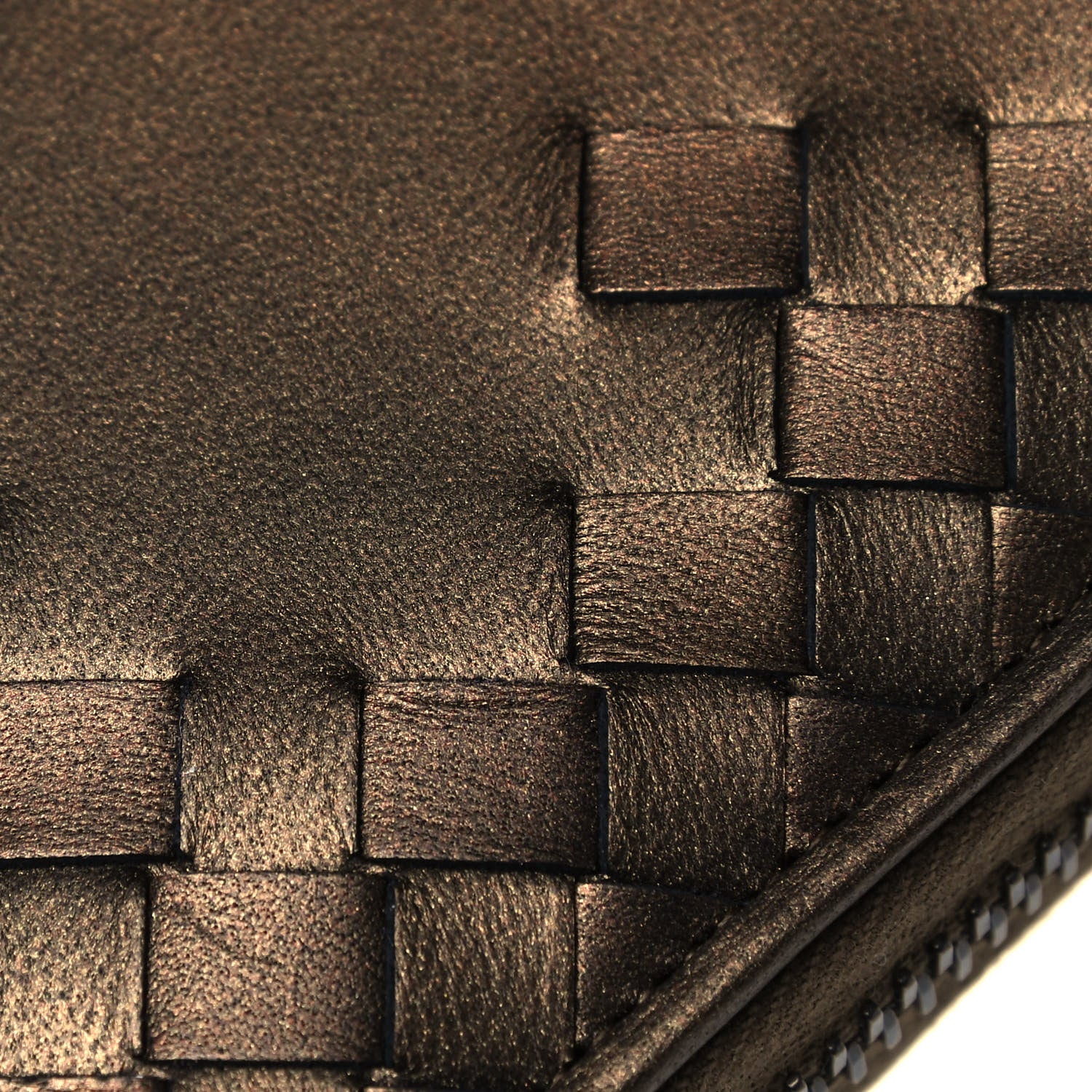 Bottega Veneta Metallic Nappa Intrecciato Zip Around Wallet Dark Copper 11 of 13