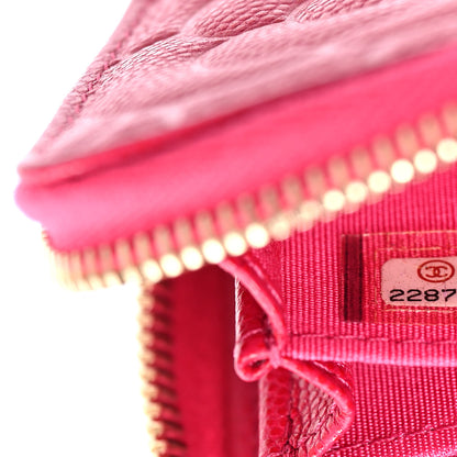 Chanel Caviar Camellia Embossed Zip Coin Purse Dark Pink 7 of 8