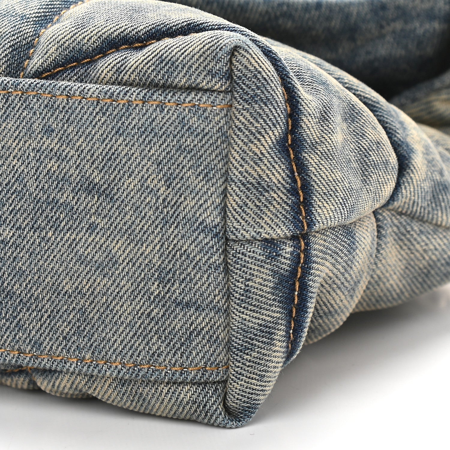 Saint Laurent Denim Quilted Toy Loulou Puffer Monogram Chain Satchel Blue Black 8 of 9