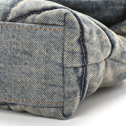 Saint Laurent Denim Quilted Toy Loulou Puffer Monogram Chain Satchel Blue Black 8 of 9