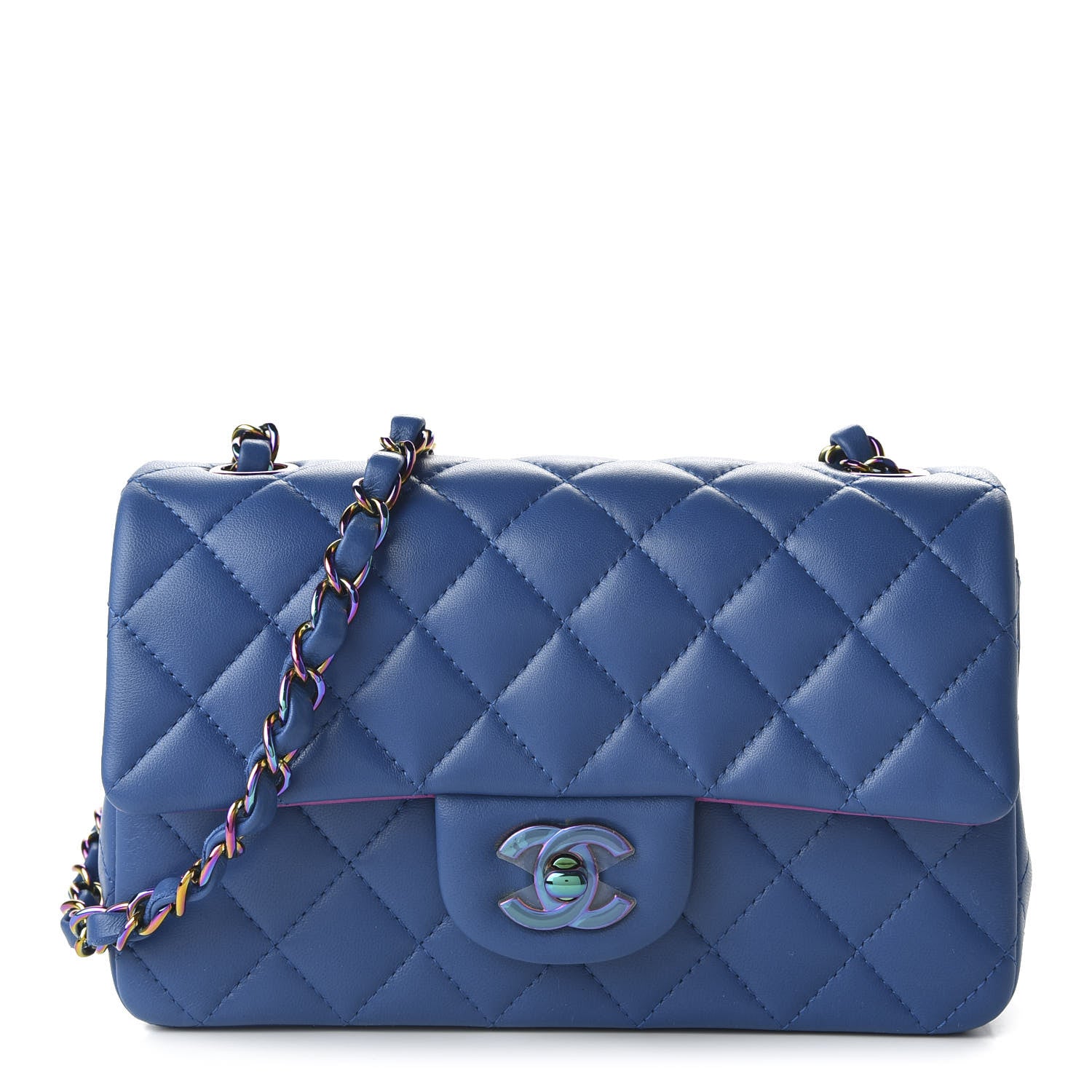 Chanel Lambskin Quilted Mini Rectangular Flap Blue Purple 1 of 10