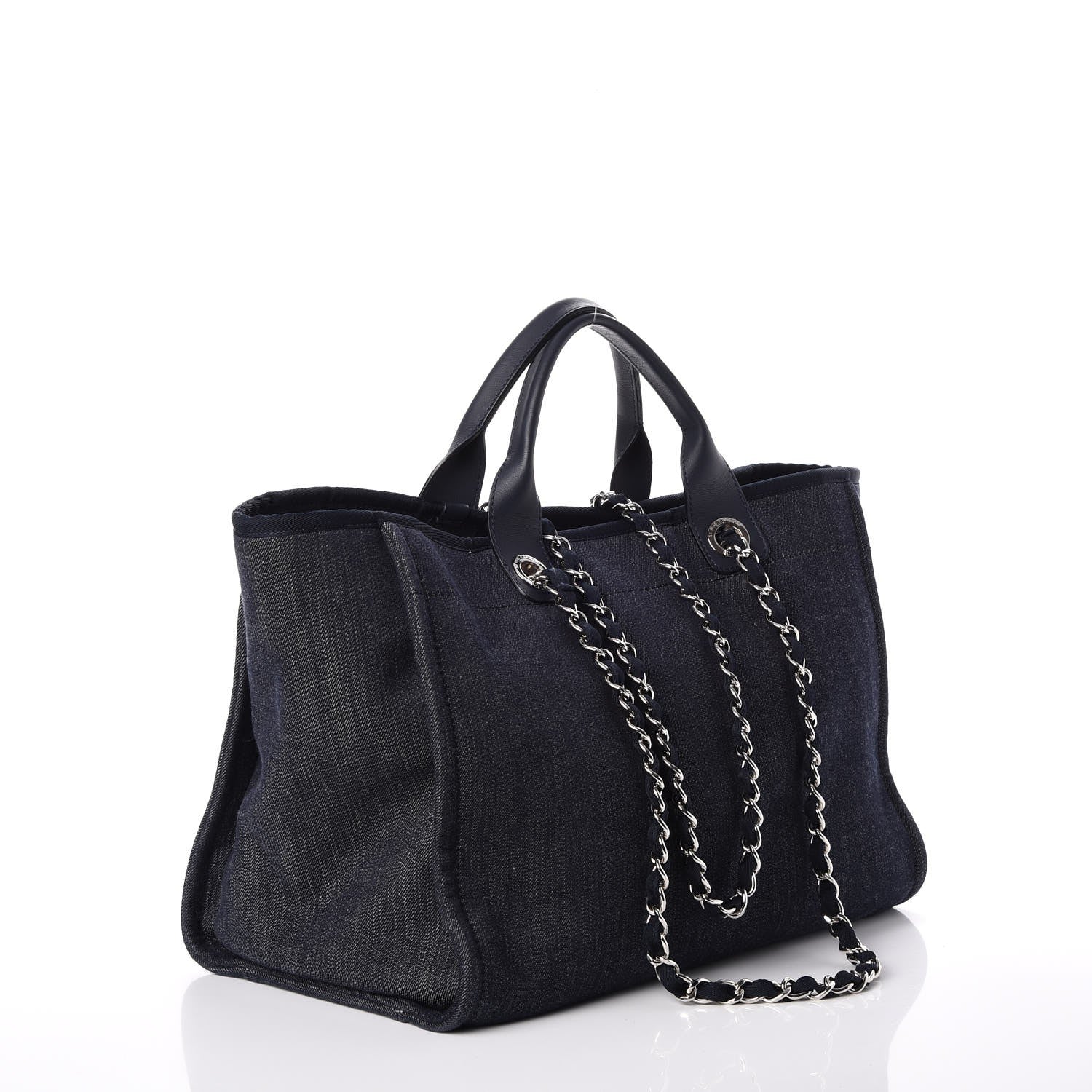 Chanel Denim Large Deauville Tote Dark Blue 3 of 7