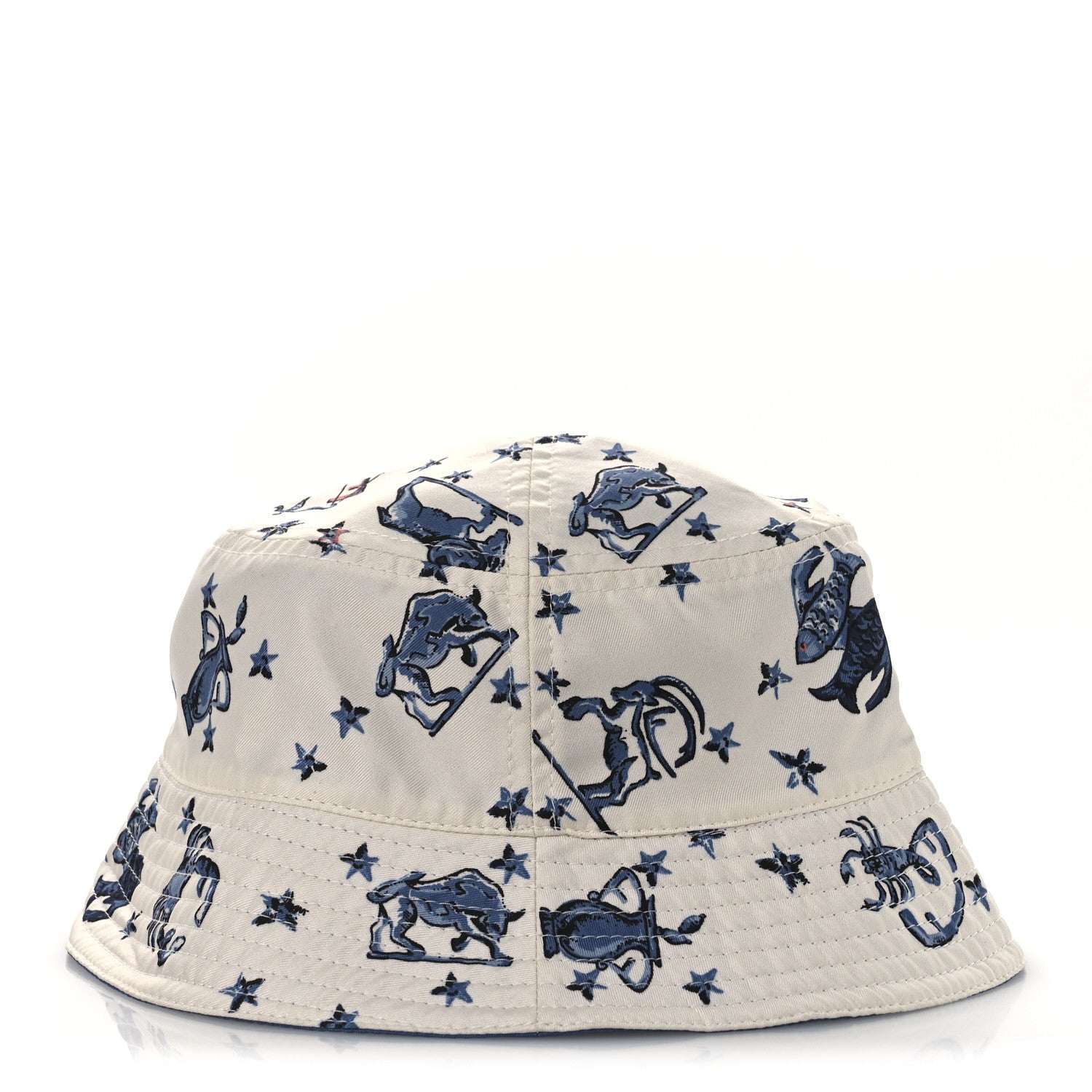 Fendi Silk Zodiac Reversible Bucket Hat S White Blue 8 of 14