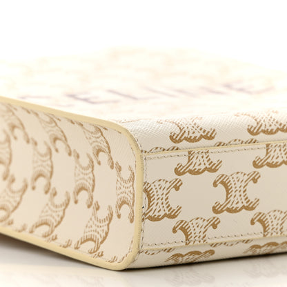 Celine Triomphe Canvas Calfskin Mini Vertical Cabas White 7 of 10