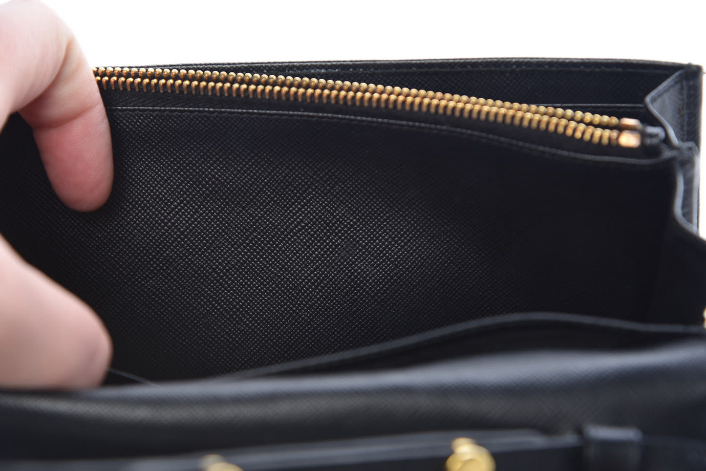 Saffiano Metal Flap Wallet With Strap Black
