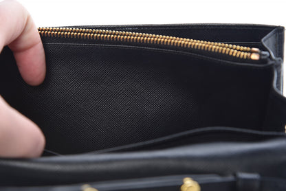 Prada Saffiano Metal Flap Wallet With Strap Black 11 of 14