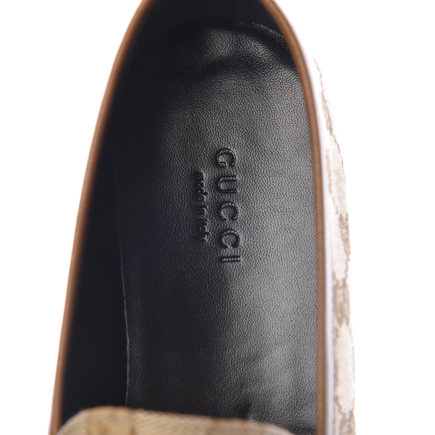 Canvas GG Monogram Horsebit Womens Jordaan Loafers 37.5 New Sand Friky Taupe