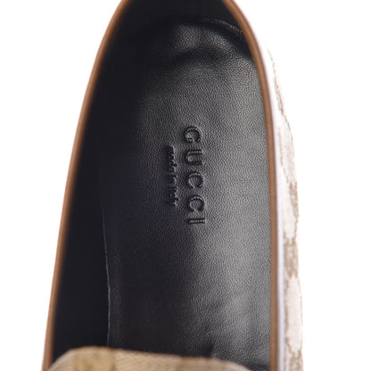 Gucci Canvas GG Monogram Horsebit Womens Jordaan Loafers 37.5 New Sand Friky Taupe 7 of 9