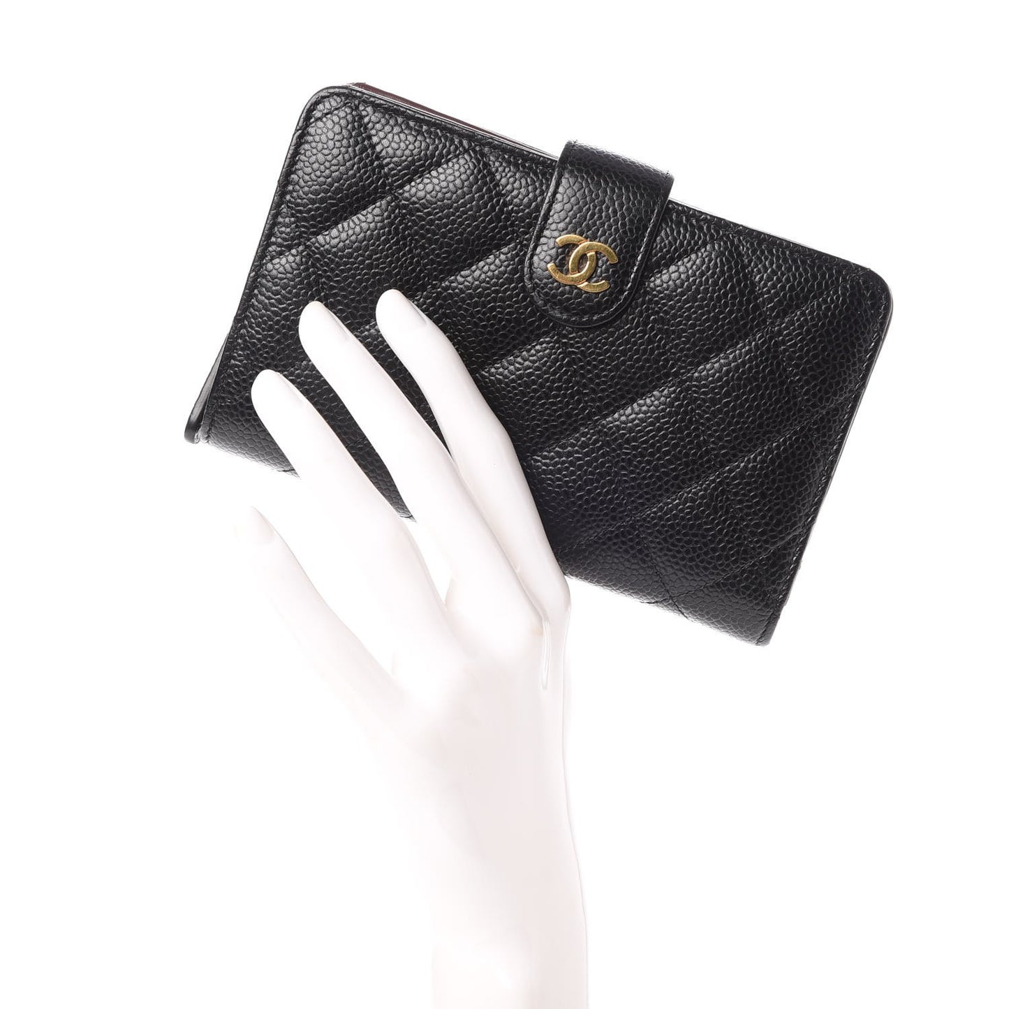 Caviar Quilted Zipped Pocket Wallet Black