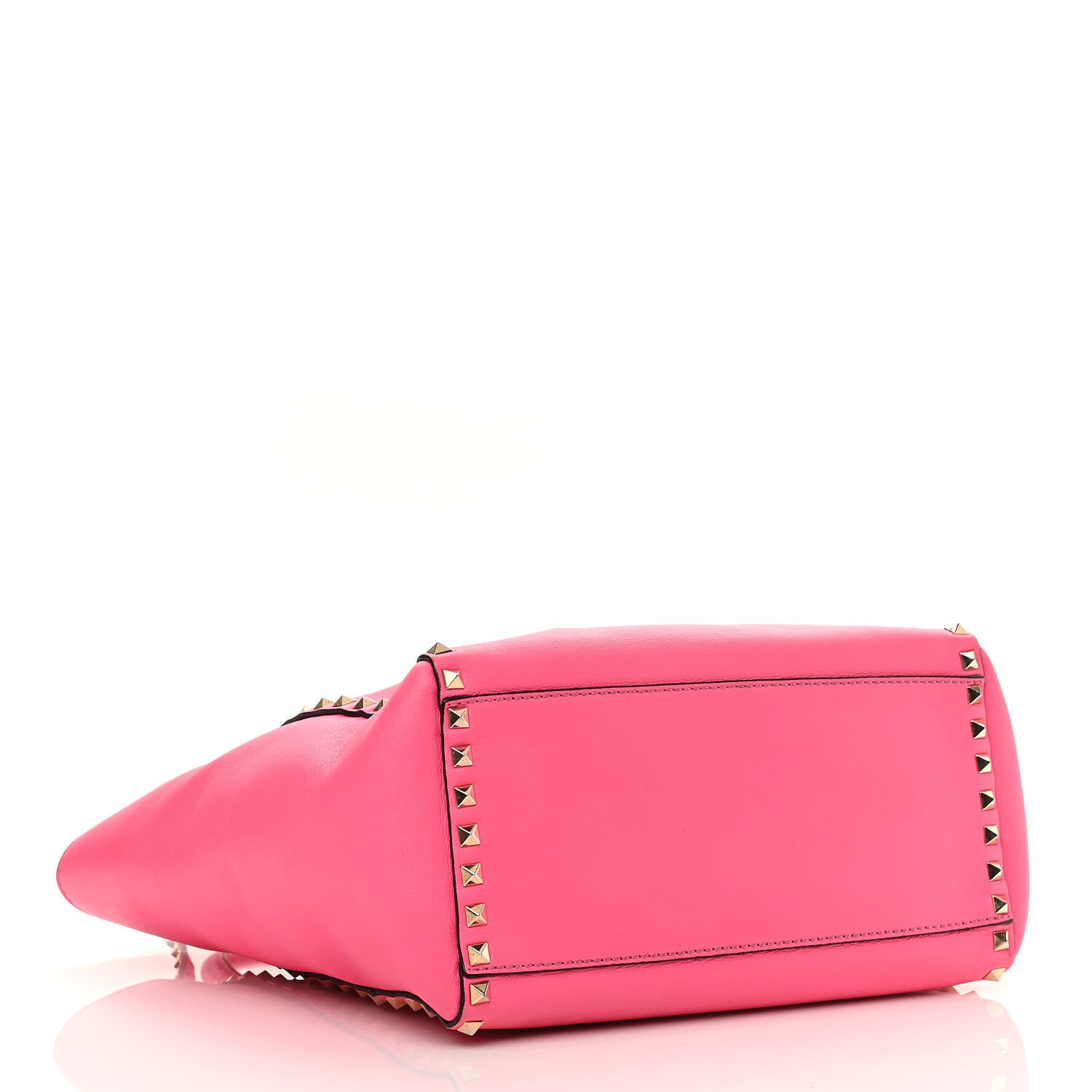 Valentino Garavani Vitello Rockstud Double Handle Tote Fuxia Fluo 4 of 14