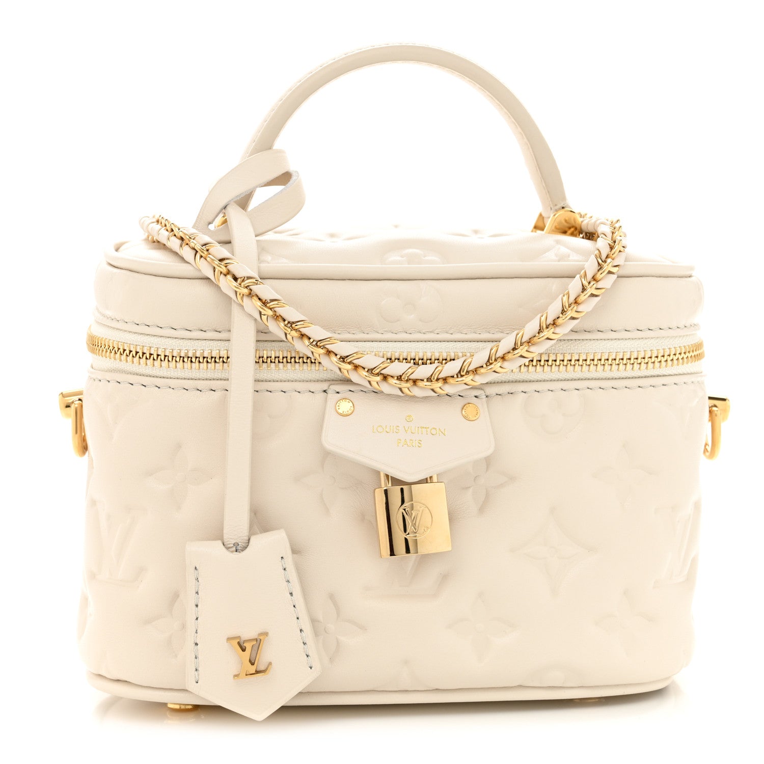 Louis Vuitton Lambskin Embossed Monogram Coussin Vanity PM  Cream 1 of 10