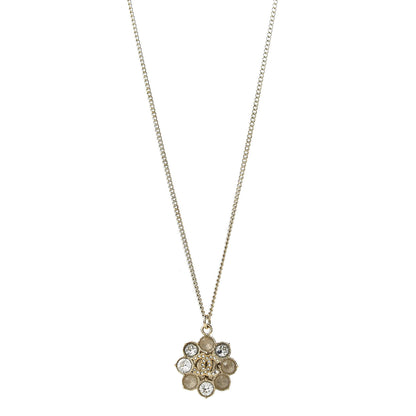 Chanel Crystal CC Flower Pendant Necklace Gold 1 of 5
