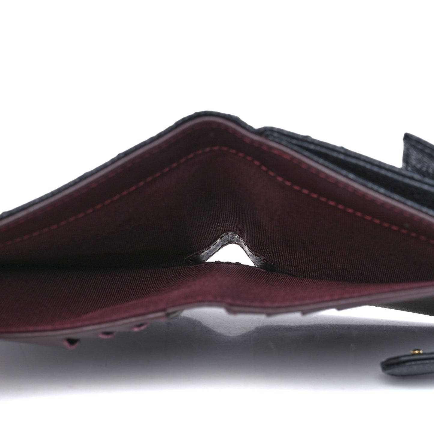 Caviar Quilted Compact French Flap Wallet Black