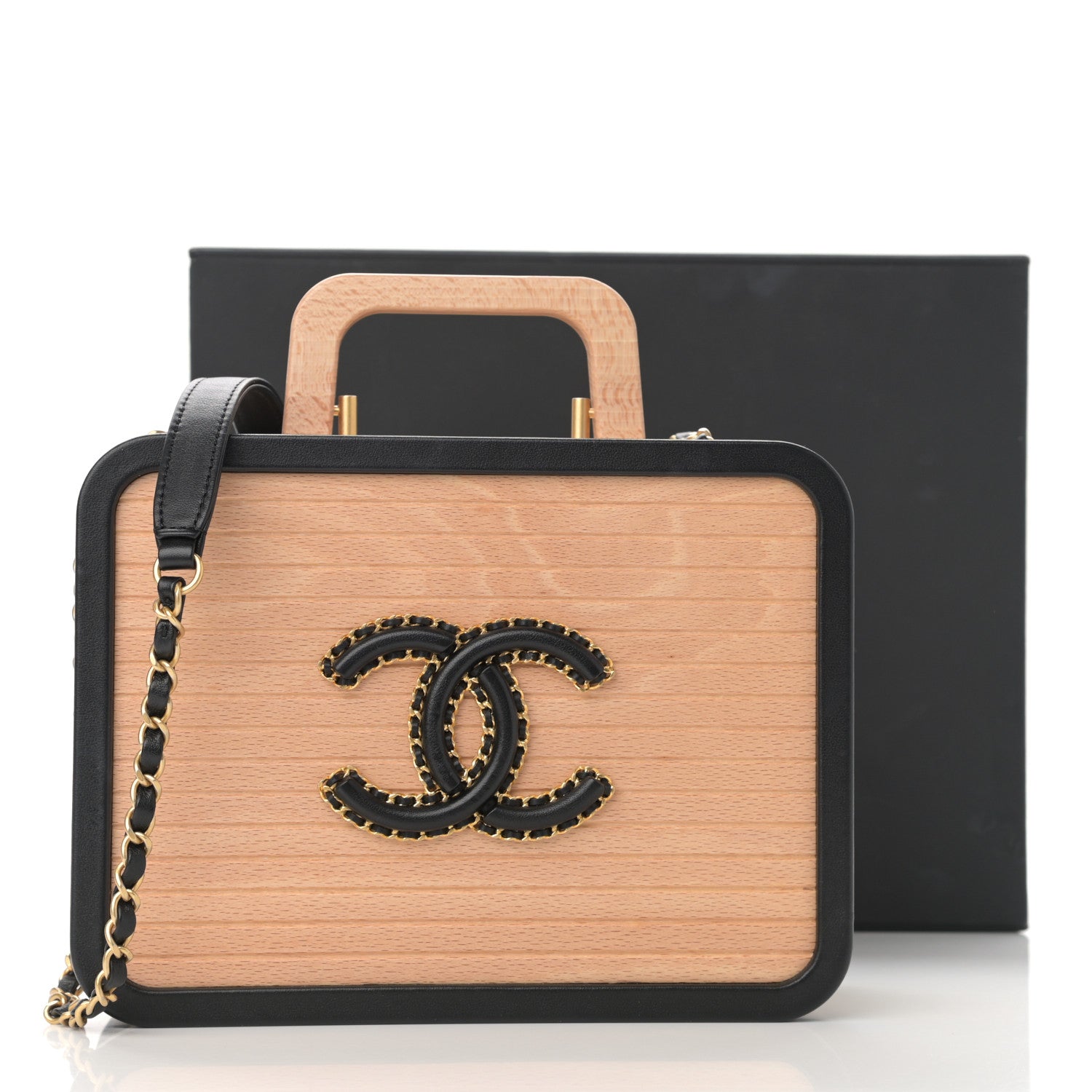 Chanel Beech Wood Lambskin Medium CC Vanity Case Black 1042956