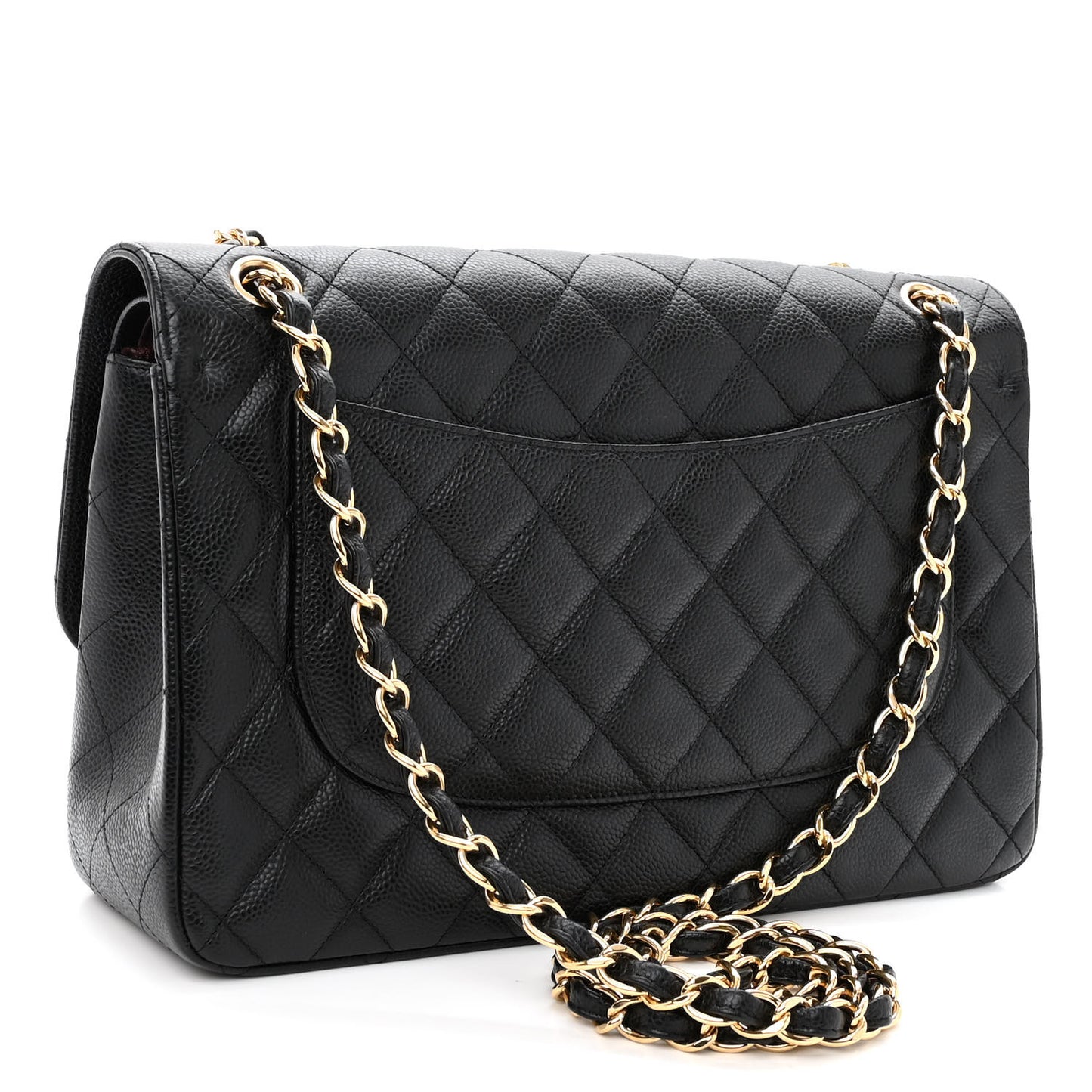 Caviar Quilted Jumbo Double Flap Black