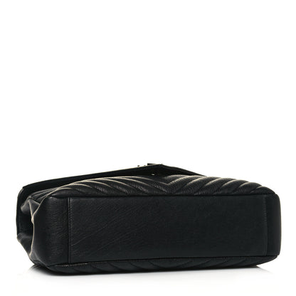 Saint Laurent Sheepskin Matelasse Chevron Monogram Large College Satchel Black 4 of 12