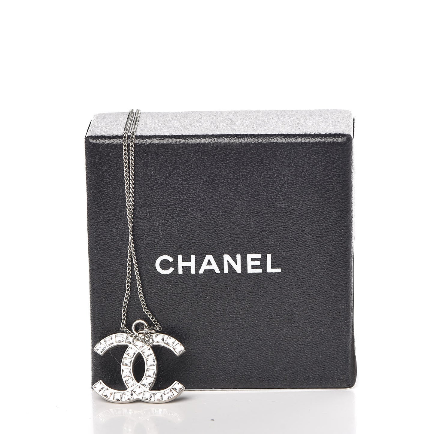 Crystal Baguette CC Necklace Silver