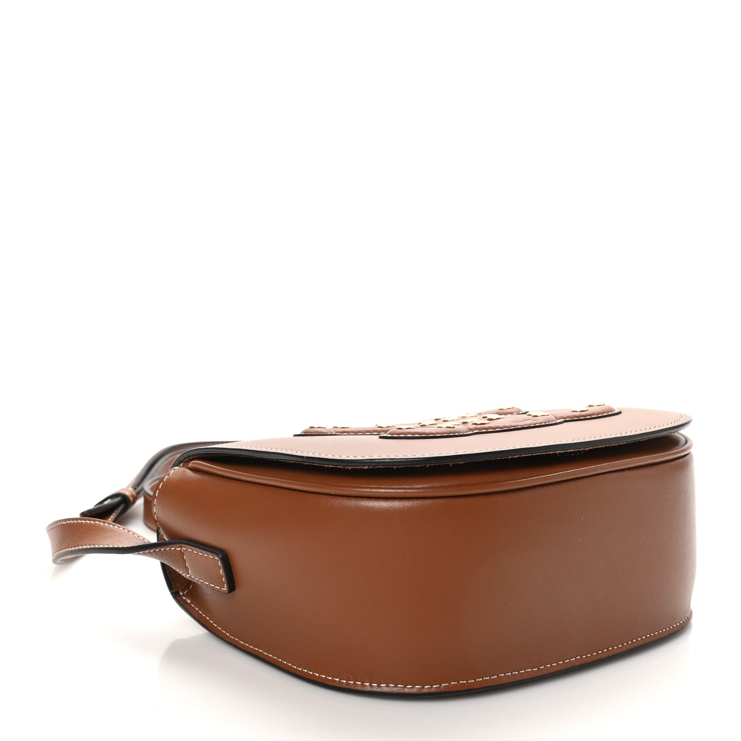 Celine Smooth Calfskin Studded Cuir Triomphe Folco Crossbody Bag Tan 4 of 9