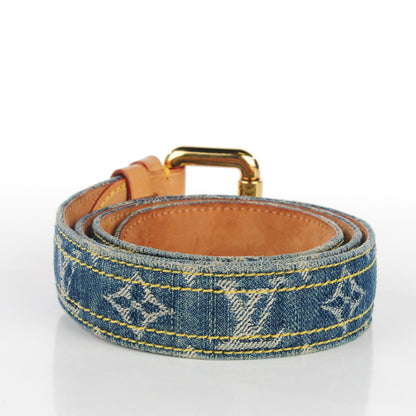 Louis Vuitton Monogram Denim Belt 80 32 Blue 3 of 9