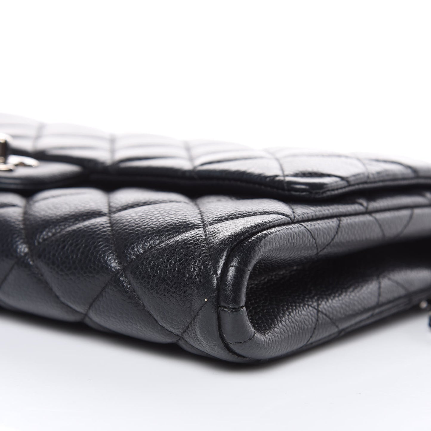 Caviar Quilted Clutch With Chain Flap Black