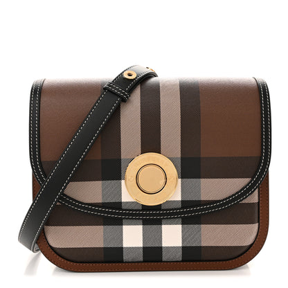 Burberry E-Canvas Check Calfskin Medium Elizabeth Bag Dark Birch Brown 1 of 10