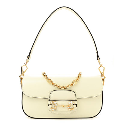 Gucci Azalea Calfskin Crystal Small Horsebit 1955 Chain Shoulder Bag White 1 of 10
