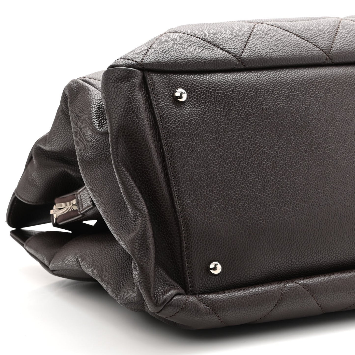 Soft Caviar Quilted Large CC Timeless Tote Dark Brown