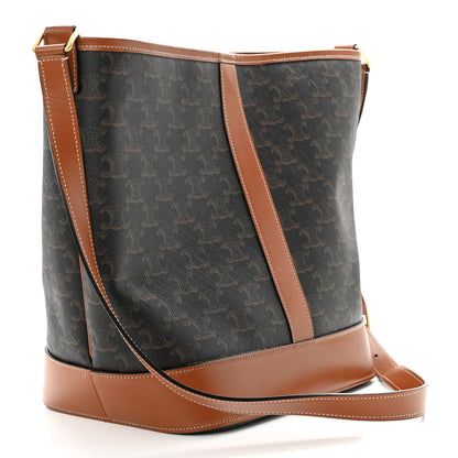 Celine Triomphe Canvas Calfskin Medium Bucket Bag Tan 3 of 12