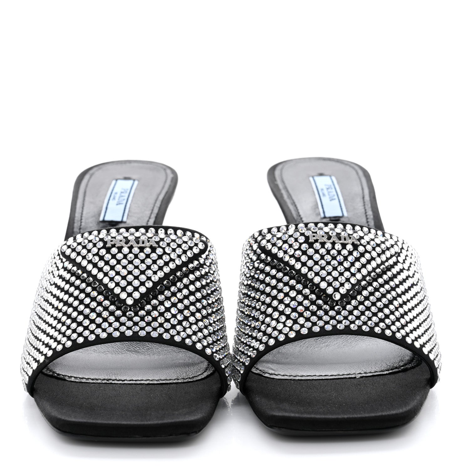 Prada Satin Crystal Logo 65mm Slide Sandals 38.5 Cristal 2 of 10
