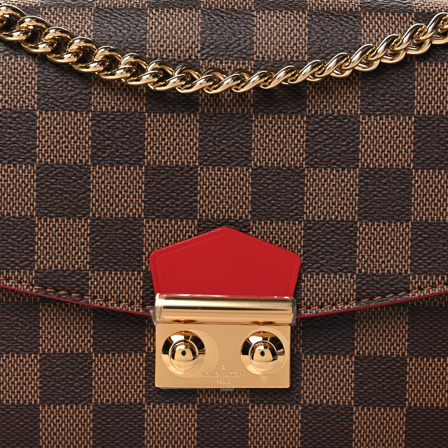 Damier Ebene Caissa Clutch Cherry