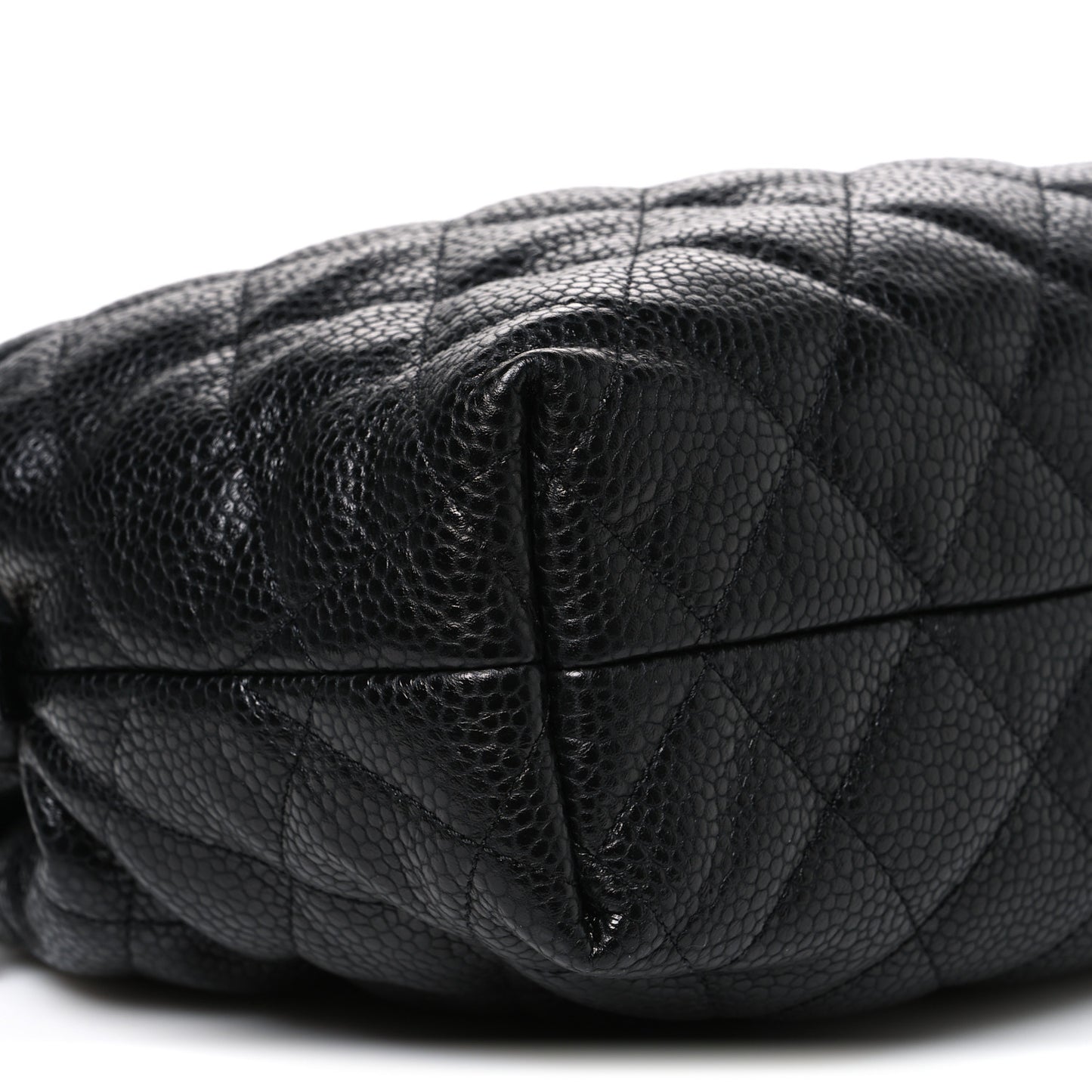 Shiny Caviar Quilted Large Bowling Bag Black Black