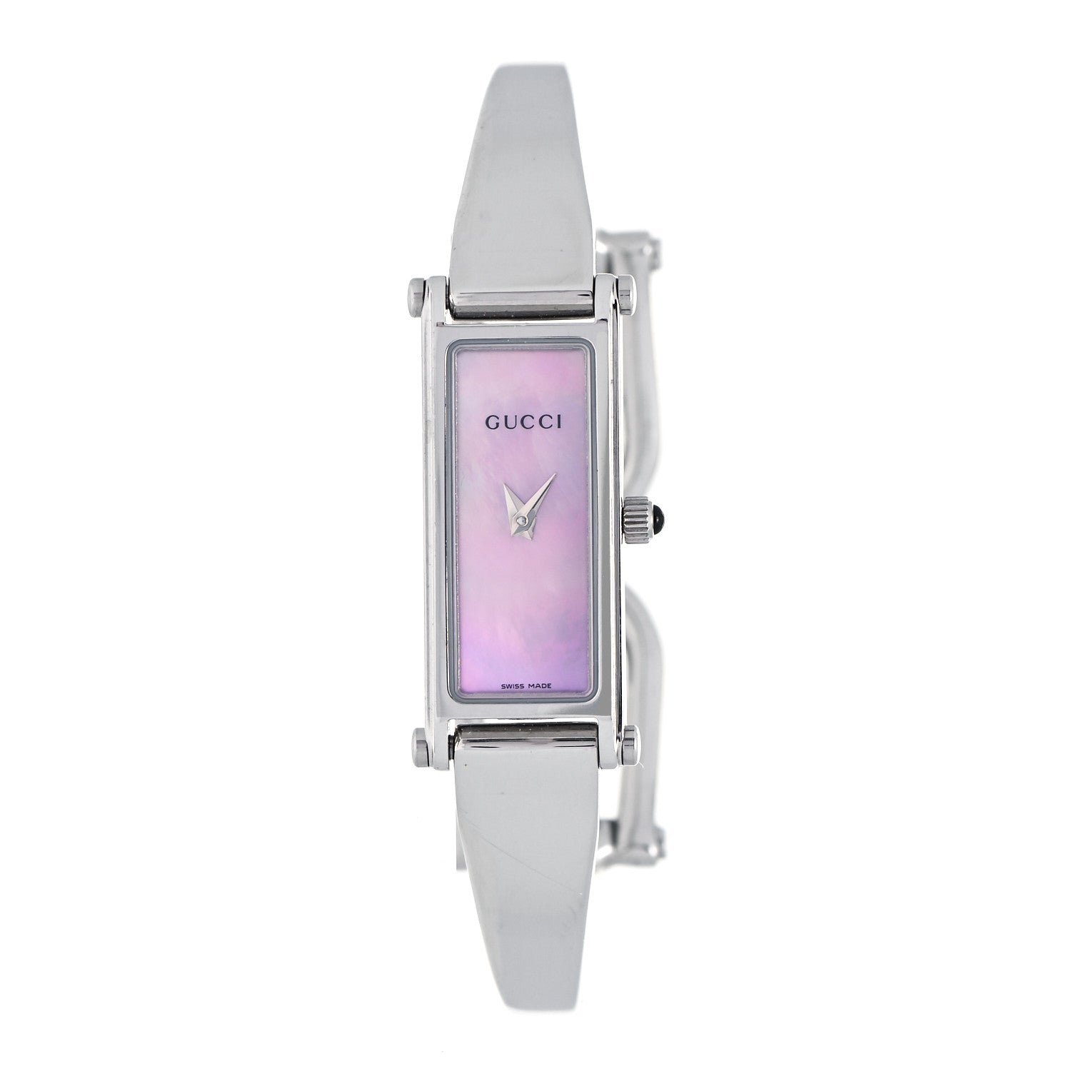 Gucci Stainless Steel Pink Mother of Pearl 12mm 1500L Horsebit Quartz Watch 2 of 8
