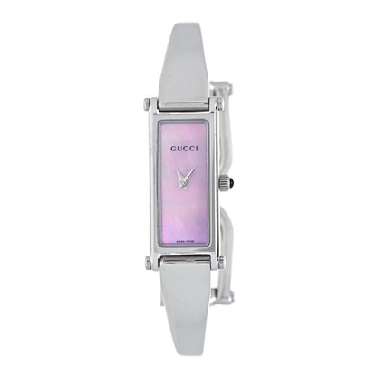 Gucci Stainless Steel Pink Mother of Pearl 12mm 1500L Horsebit Quartz Watch 2 of 8