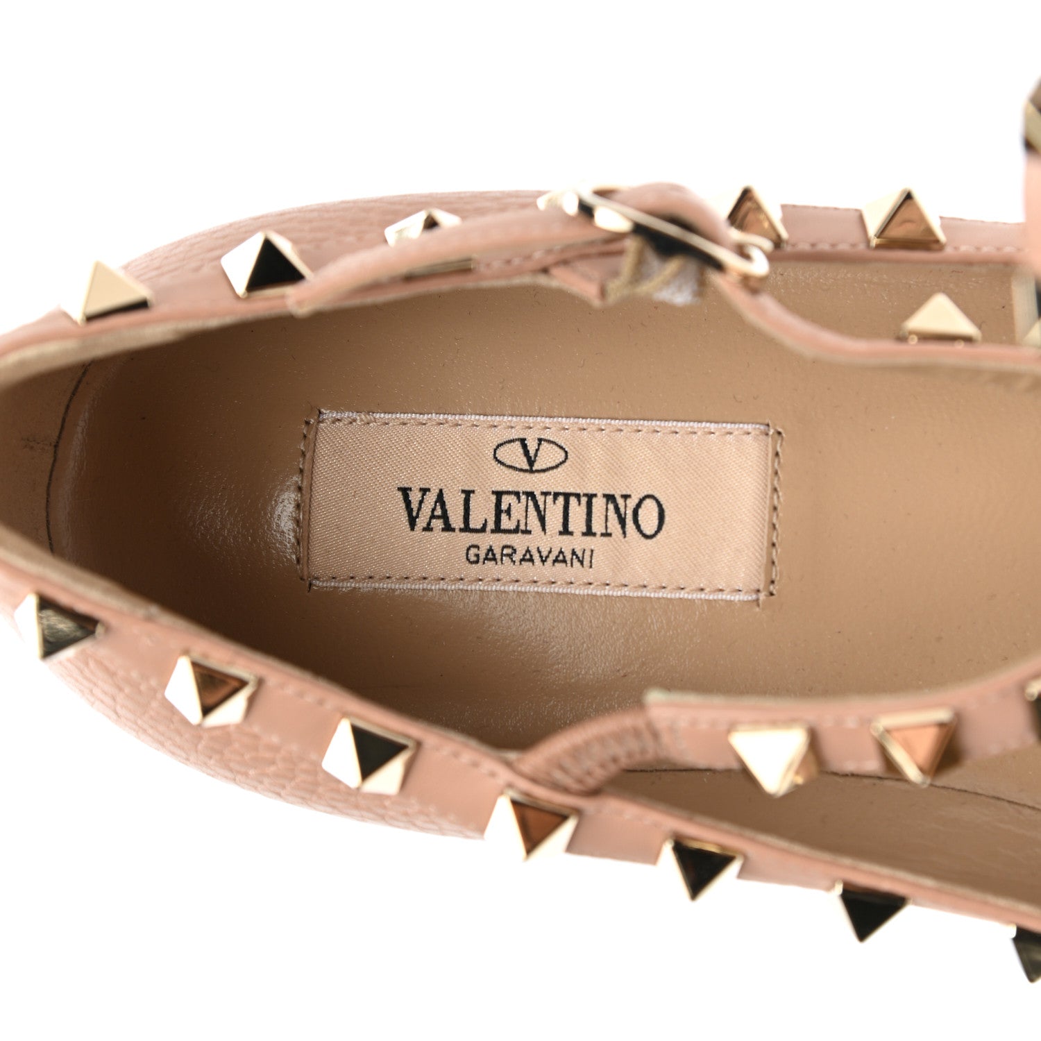 Valentino Garavani Pebbled Calfskin Rockstud Cage Ballerina Flats 36 Skin Sorbet 7 of 8