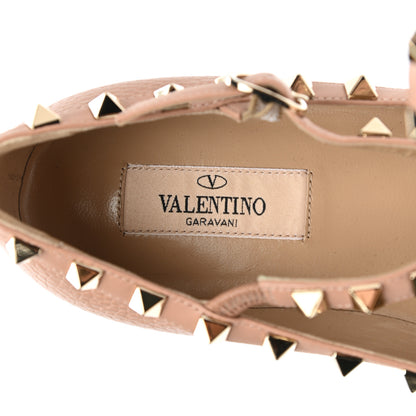 Valentino Garavani Pebbled Calfskin Rockstud Cage Ballerina Flats 36 Skin Sorbet 7 of 8