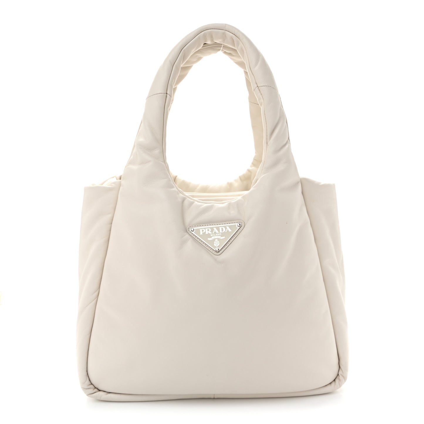 Nappa Soft Padded Medium Double Handled Shoulder Bag White