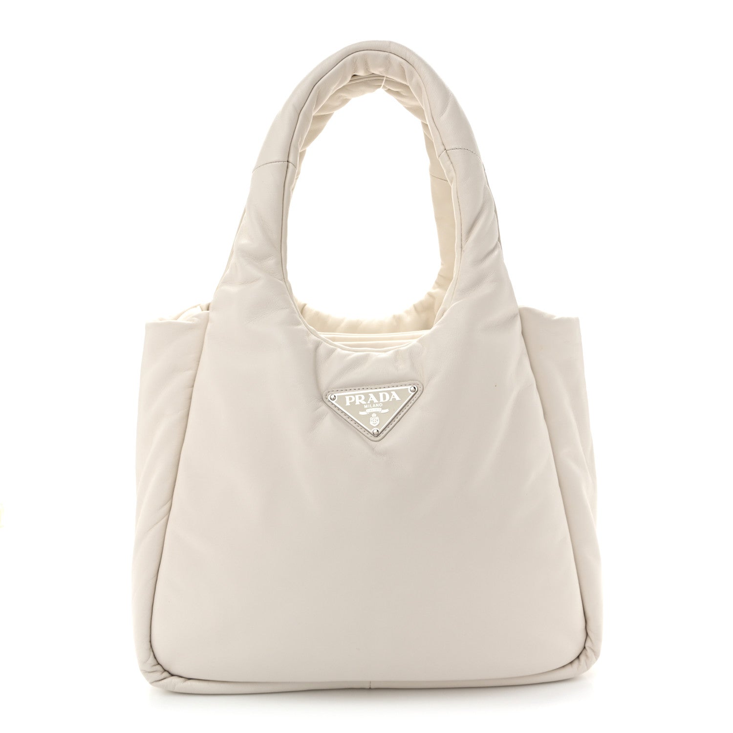 Prada Nappa Soft Padded Medium Double Handled Shoulder Bag White 1 of 9
