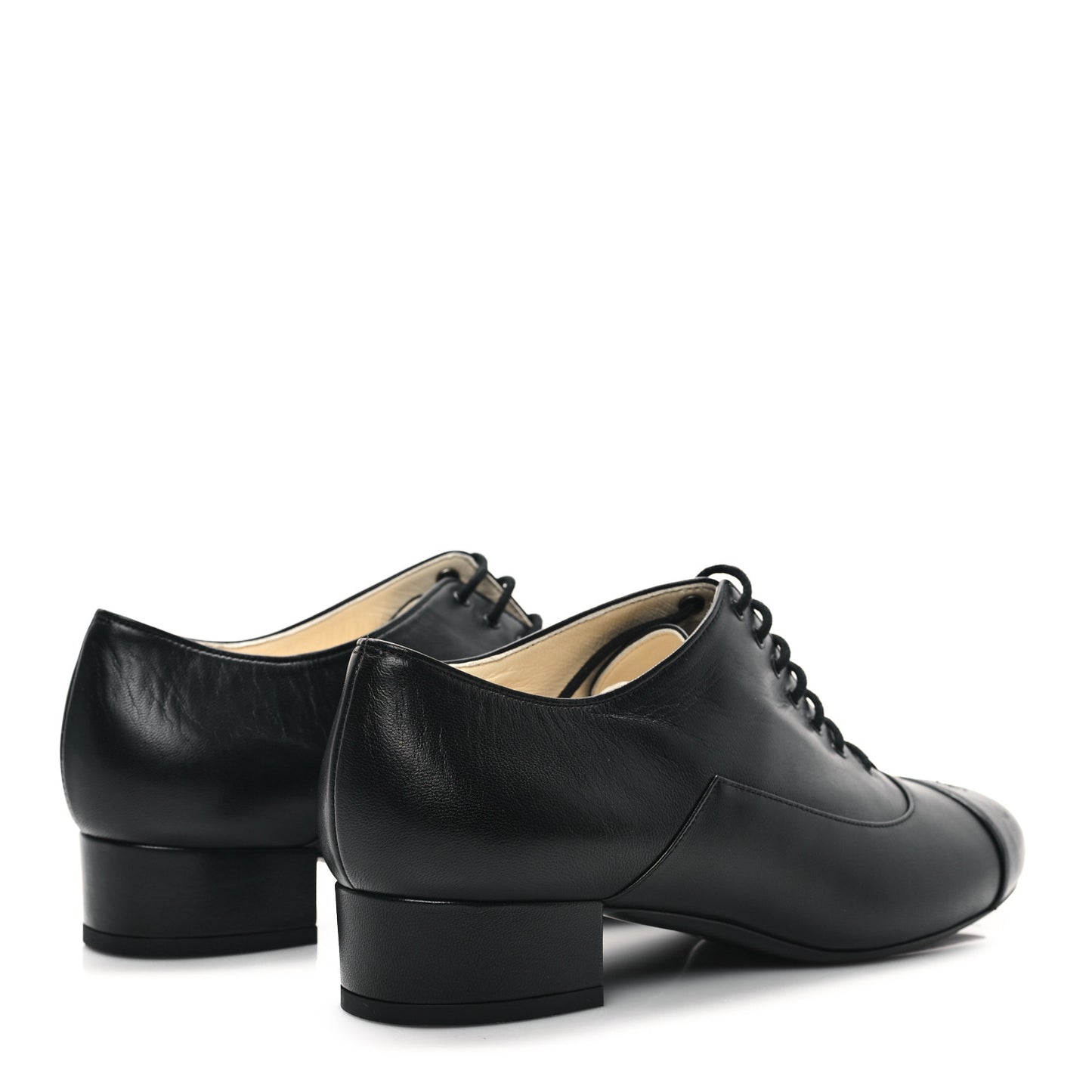 Smooth Lambskin Lace Up Shoes 39 Black