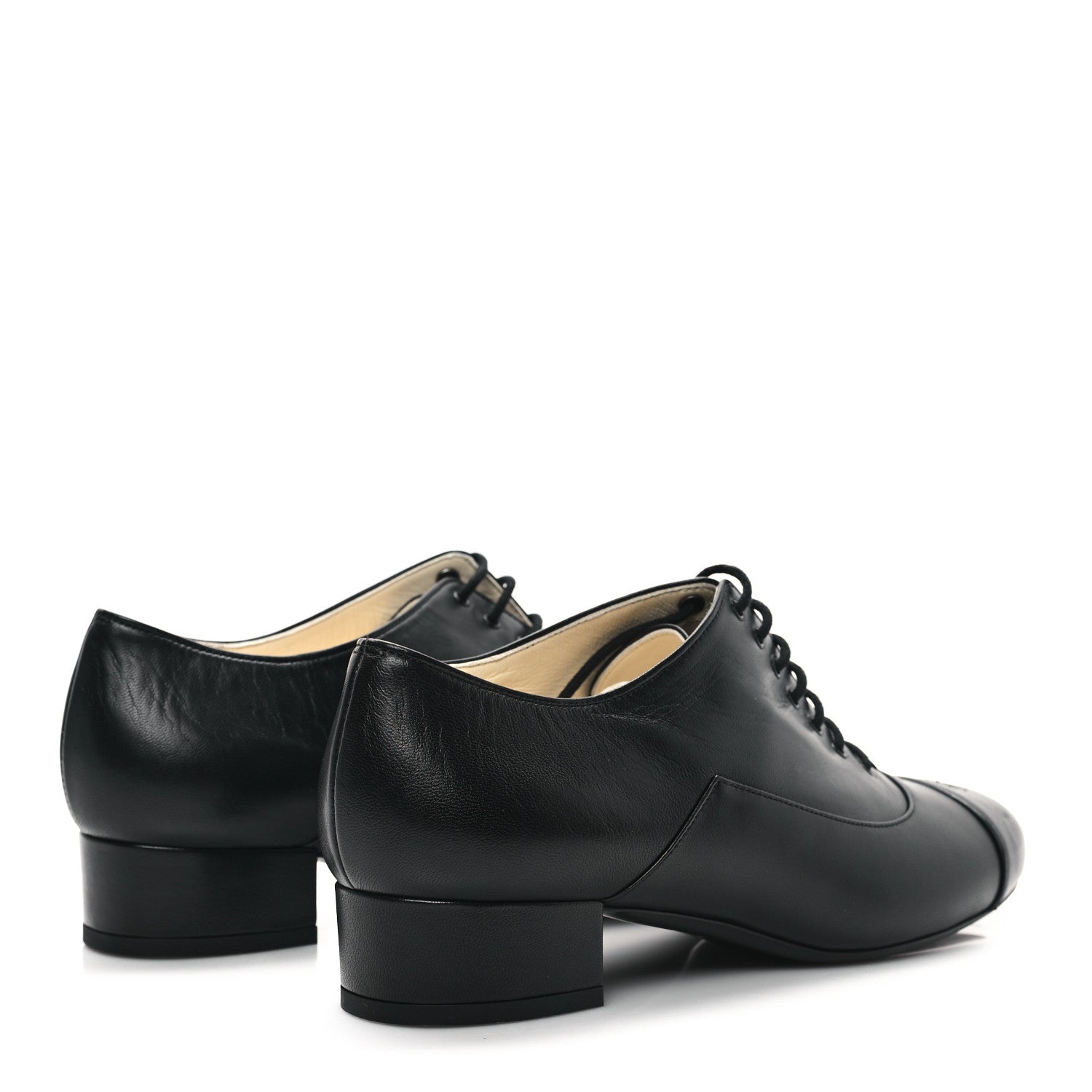 Chanel Smooth Lambskin Lace Up Shoes 39 Black 4 of 7