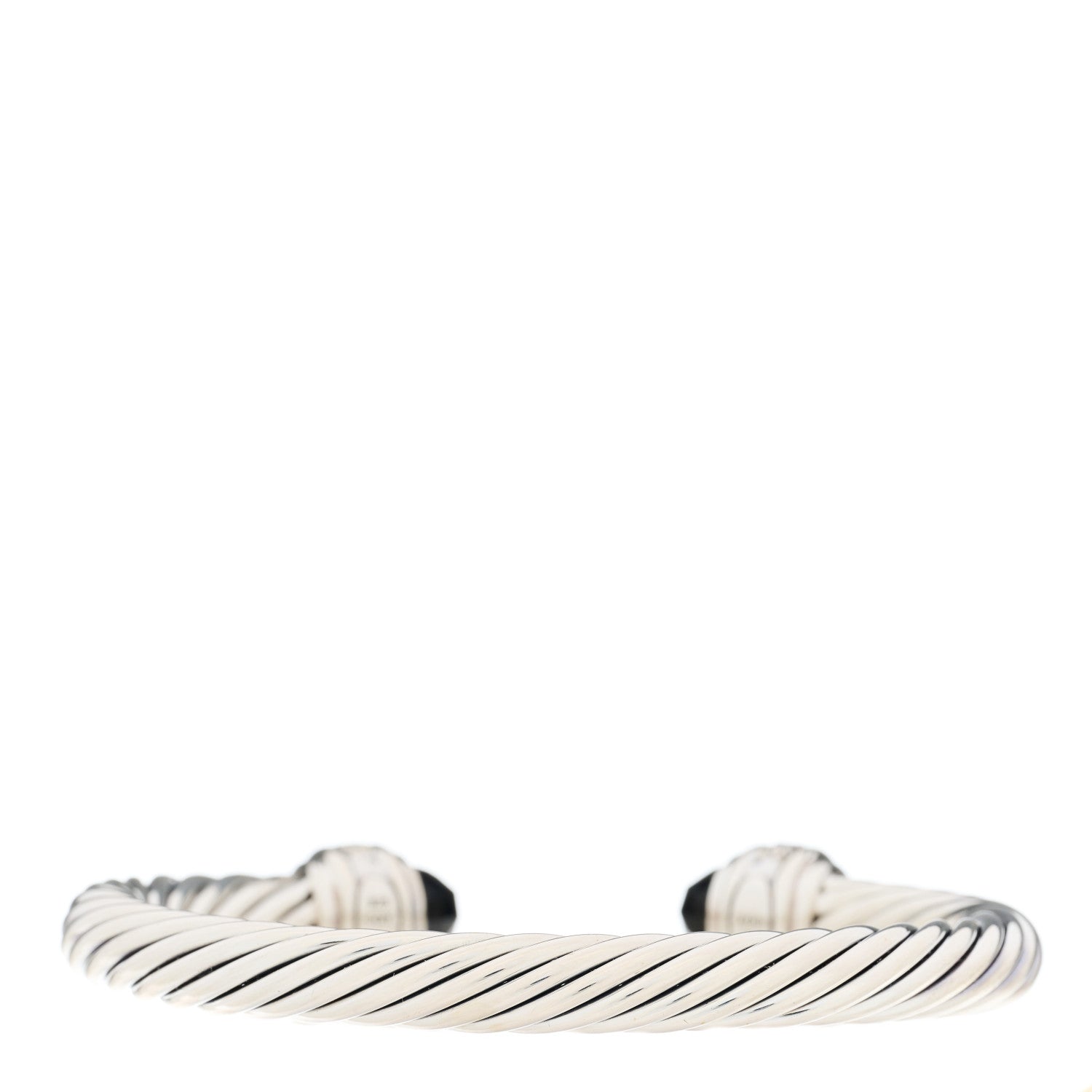 David Yurman Sterling Silver Diamond Black Onyx 7mm Cable Classics Bracelet 2 of 3