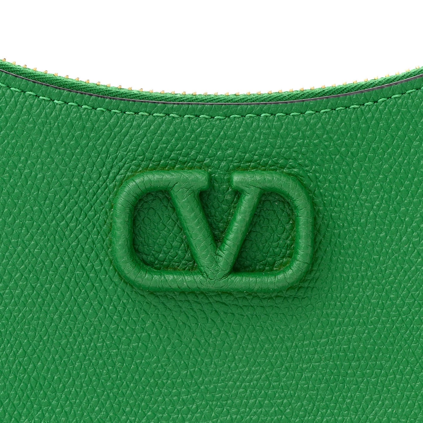 Grainy Calfskin Mini Vlogo Hobo Bag Gea Green