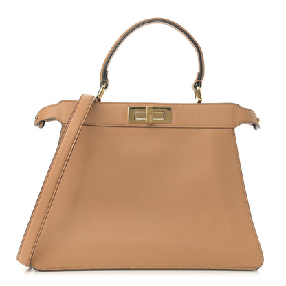 Fendi Vitello Seta Shiny Nappa Medium Peekaboo I SEE U Satchel Miele Scuro Light Rose 1 of 13