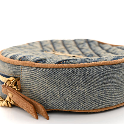 Saint Laurent Denim Quilted Monogram Round Crossbody Bag Rodeo Blue 8 of 10