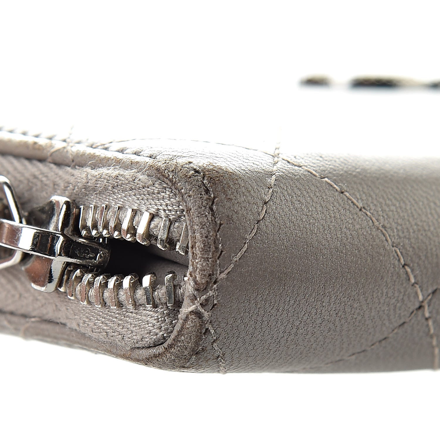 Chanel Calfskin Resin Stitched Zip Around Wallet Grey 14 of 17