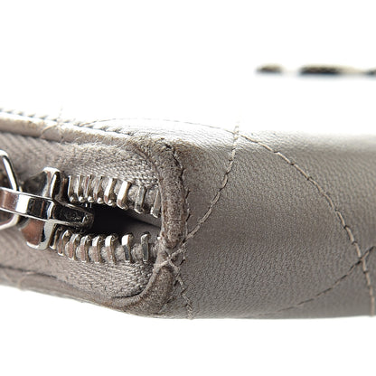 Chanel Calfskin Resin Stitched Zip Around Wallet Grey 14 of 17